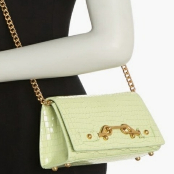 💖REBECCA MINKOFF Lou Mint Green Croc-Embossed Crossbody Bag NWT - Picture 4 of 17